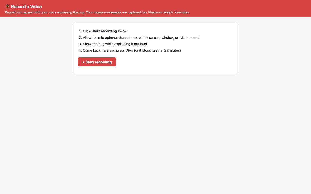 Recording a screen video with voice narration in Bug Reporter